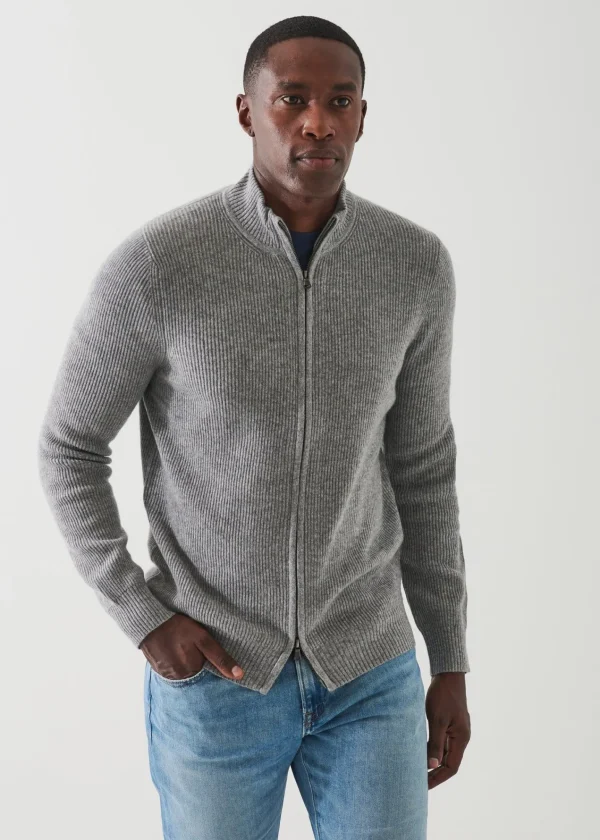 PATRICK ASSARAF Ribbed Cashmere Full Zip | Men Knitwear