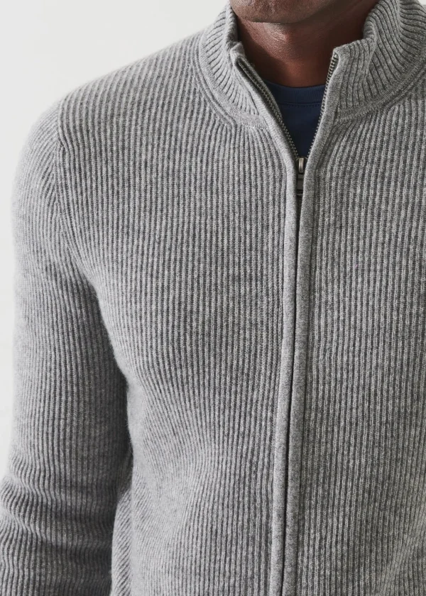 PATRICK ASSARAF Ribbed Cashmere Full Zip | Men Knitwear