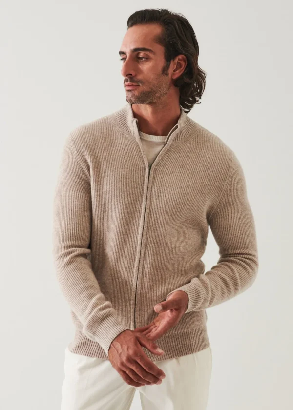 PATRICK ASSARAF Ribbed Cashmere Full Zip | Men Knitwear