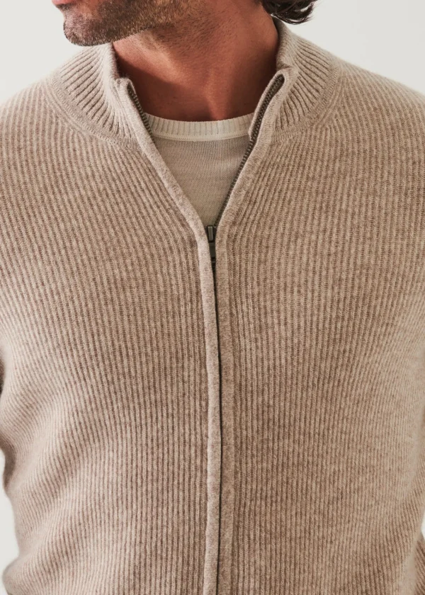 PATRICK ASSARAF Ribbed Cashmere Full Zip | Men Knitwear