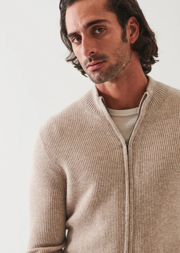 PATRICK ASSARAF Ribbed Cashmere Full Zip | Men Knitwear