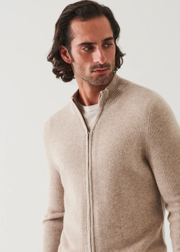 PATRICK ASSARAF Ribbed Cashmere Full Zip | Men Knitwear