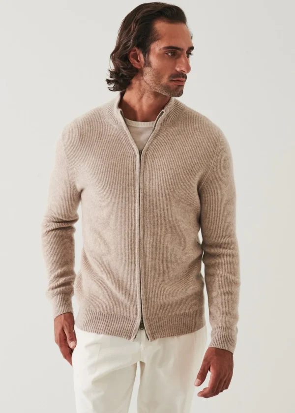 PATRICK ASSARAF Ribbed Cashmere Full Zip | Men Knitwear