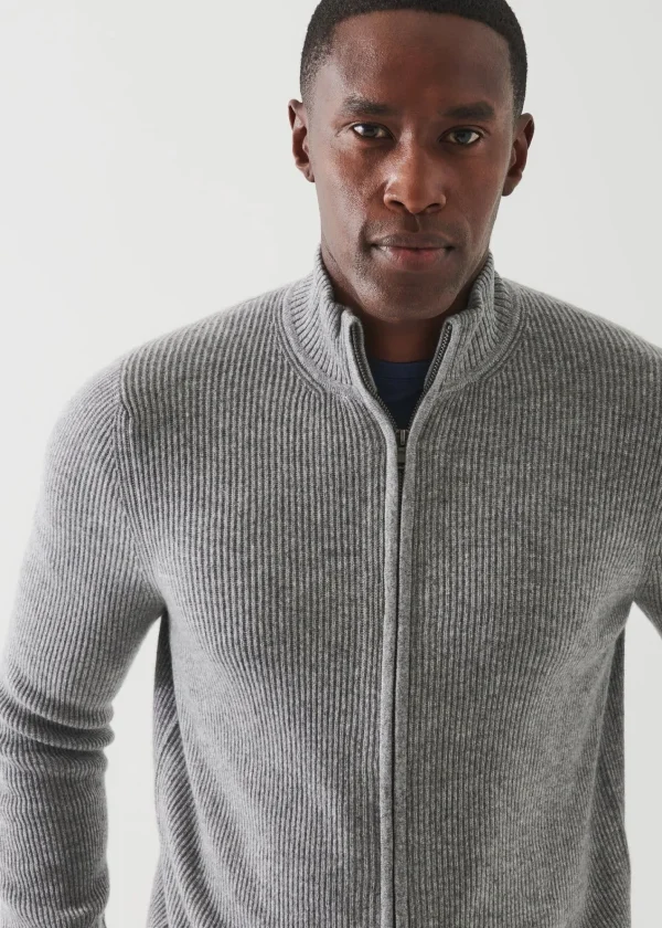 PATRICK ASSARAF Ribbed Cashmere Full Zip | Men Knitwear