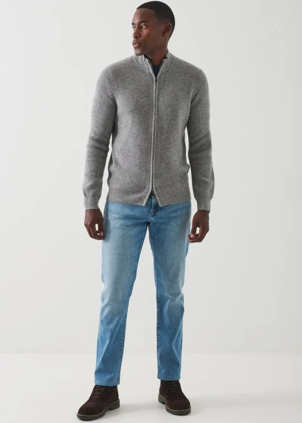 PATRICK ASSARAF Ribbed Cashmere Full Zip | Men Knitwear