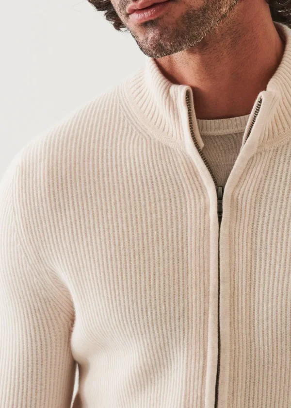 PATRICK ASSARAF Ribbed Cashmere Full Zip | Men Knitwear