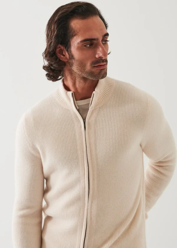 PATRICK ASSARAF Ribbed Cashmere Full Zip | Men Knitwear