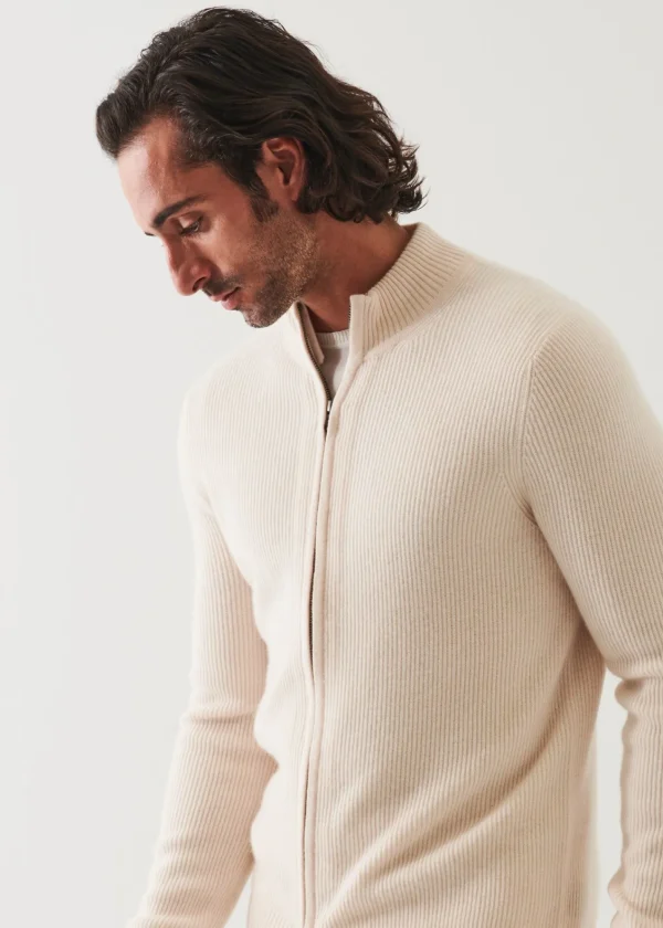 PATRICK ASSARAF Ribbed Cashmere Full Zip | Men Knitwear