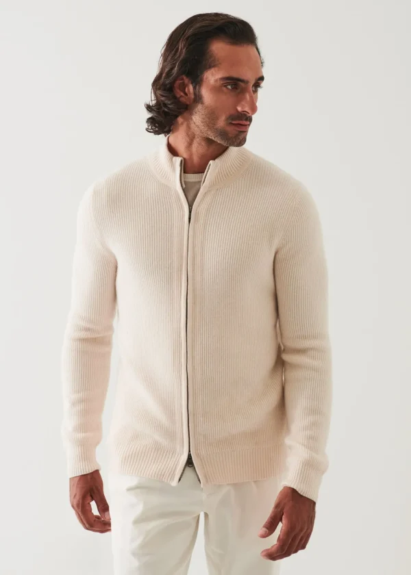 PATRICK ASSARAF Ribbed Cashmere Full Zip | Men Knitwear