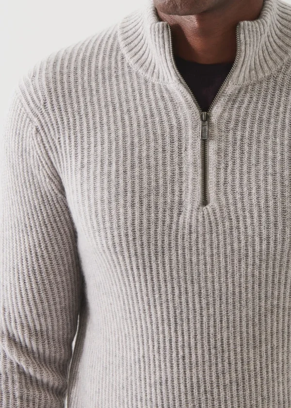 PATRICK ASSARAF Ribbed Cashmere Quarter-Zip | Men Knitwear