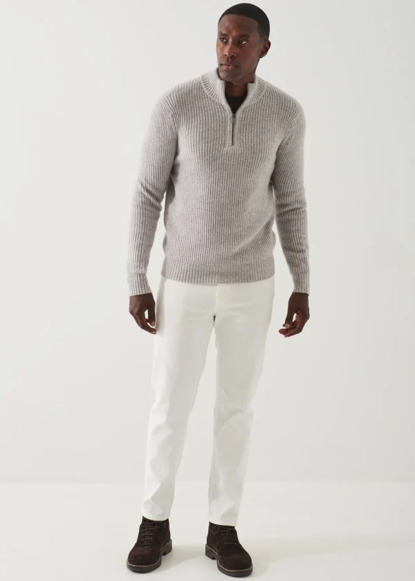 PATRICK ASSARAF Ribbed Cashmere Quarter-Zip | Men Knitwear