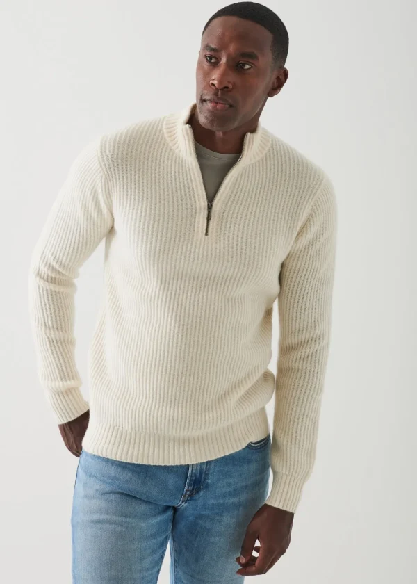 PATRICK ASSARAF Ribbed Cashmere Quarter-Zip | Men Knitwear