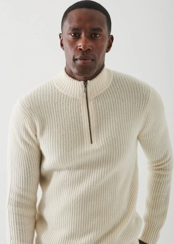 PATRICK ASSARAF Ribbed Cashmere Quarter-Zip | Men Knitwear