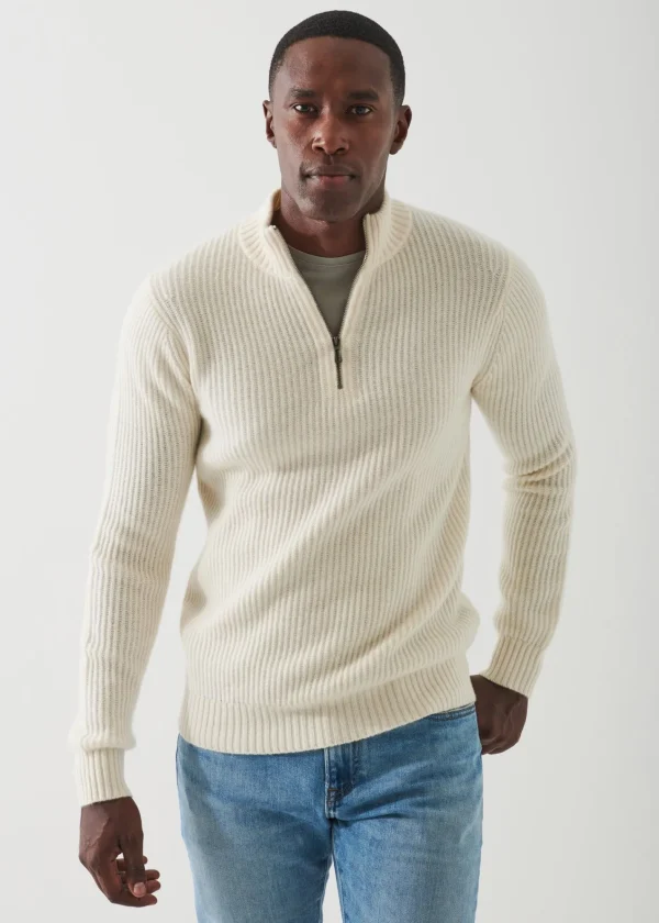 PATRICK ASSARAF Ribbed Cashmere Quarter-Zip | Men Knitwear