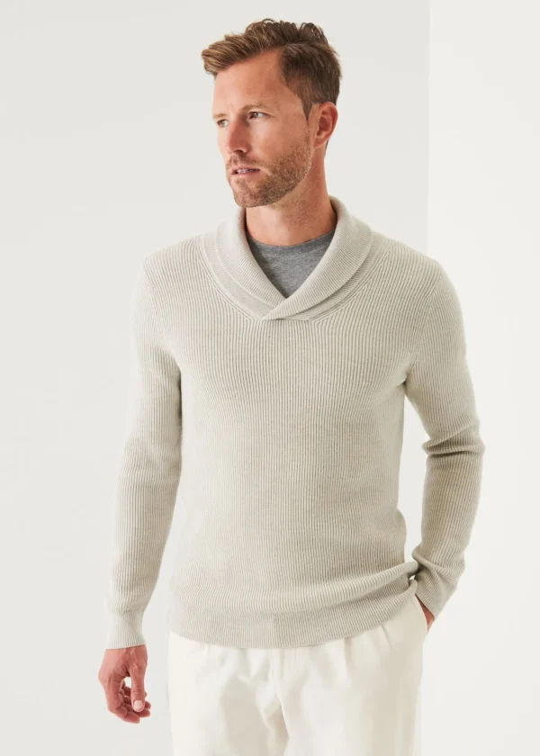 PATRICK ASSARAF Shawl Collar Merino Wool Sweater | Men Knitwear