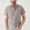 PATRICK ASSARAF Short Sleeve Leaf Print Cotton Button Up | Men Shirts