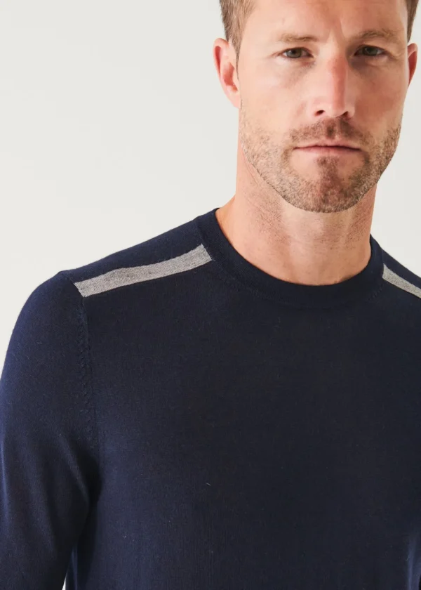 PATRICK ASSARAF Shoulder Tipped Merino Wool Crewneck | Men Knitwear