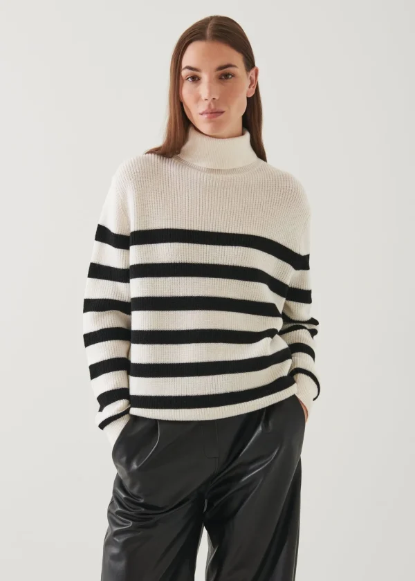 PATRICK ASSARAF Striped Boyfriend Turtleneck | Women Knitwear