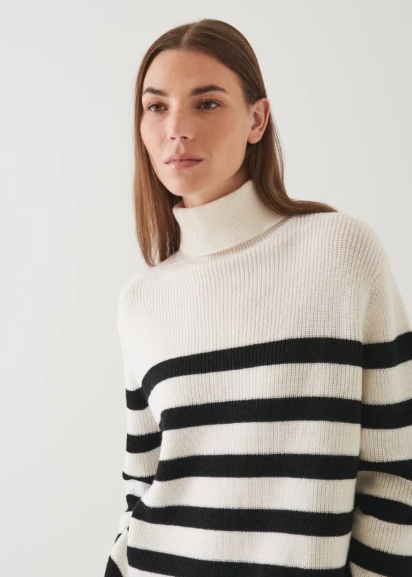 PATRICK ASSARAF Striped Boyfriend Turtleneck | Women Knitwear