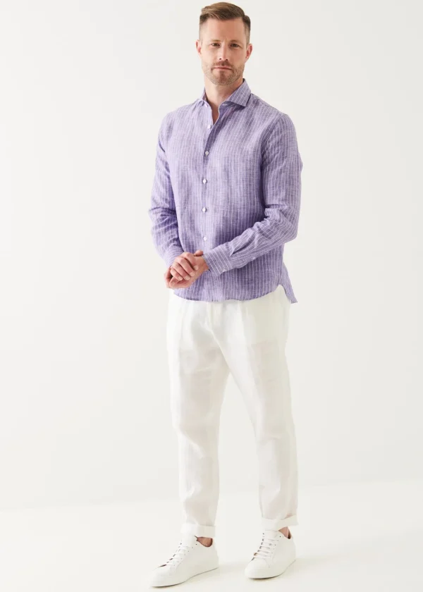 PATRICK ASSARAF Striped Linen Shirt | Men Shirts