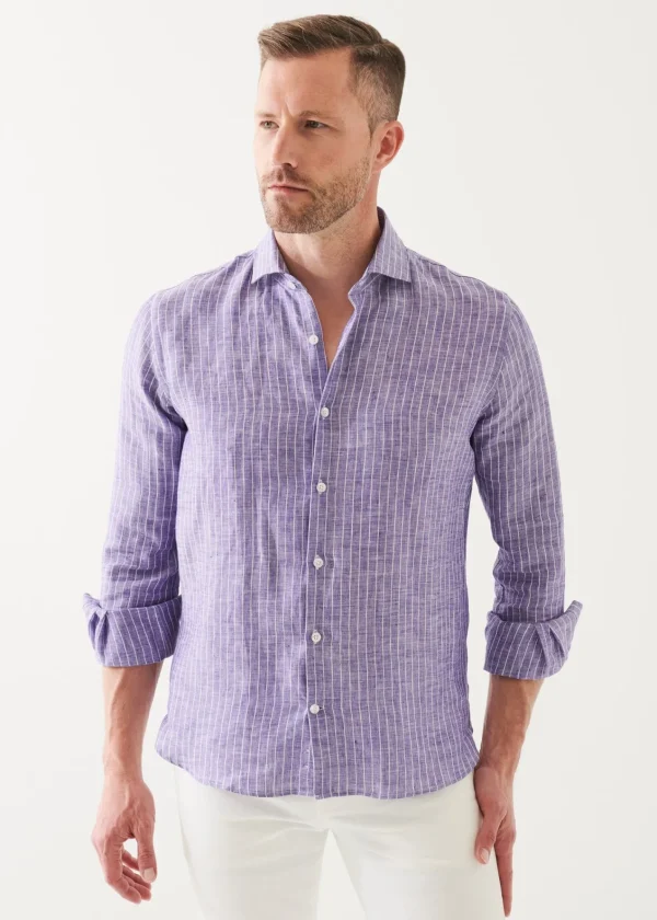 PATRICK ASSARAF Striped Linen Shirt | Men Shirts