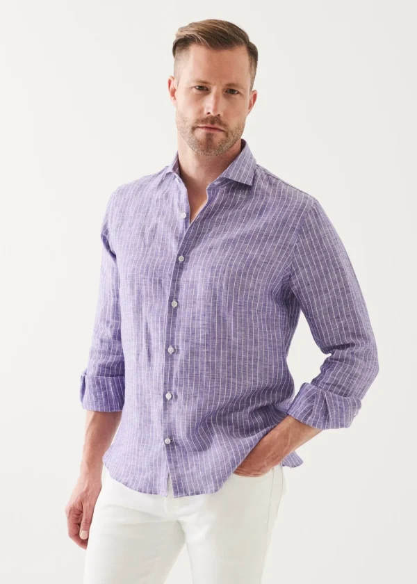 PATRICK ASSARAF Striped Linen Shirt | Men Shirts