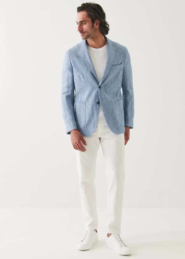 PATRICK ASSARAF Striped Linen Two-Button Blazer | Men Blazers