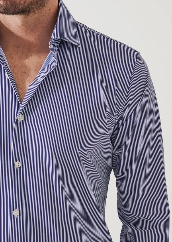 PATRICK ASSARAF Striped Nylon Performance Long Sleeve Shirt | Men Shirts