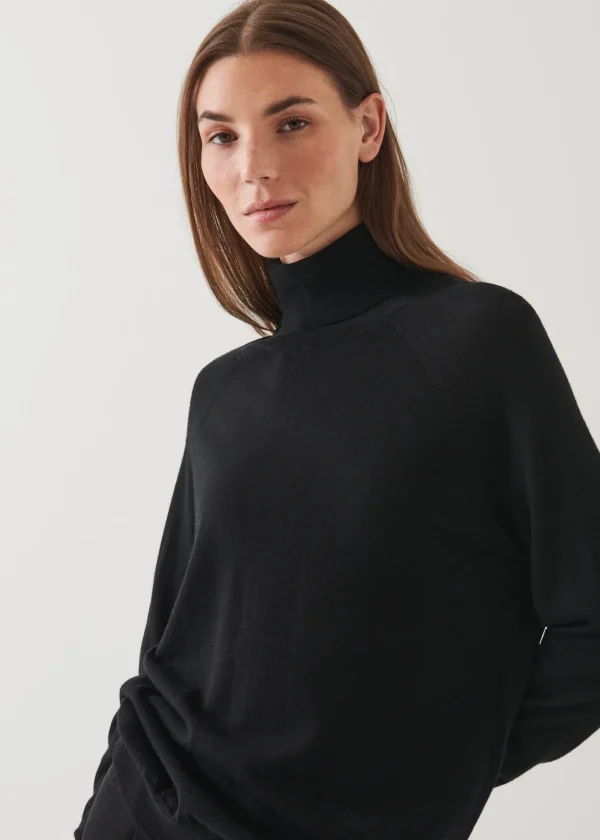 PATRICK ASSARAF Superfine Merino Boyfriend Turtleneck | Women Knitwear