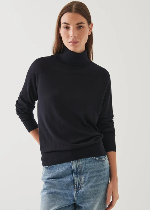 PATRICK ASSARAF Superfine Merino Boyfriend Turtleneck | Women Knitwear