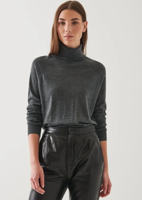 PATRICK ASSARAF Superfine Merino Boyfriend Turtleneck | Women Knitwear