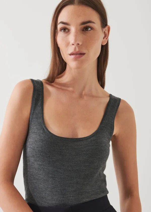 PATRICK ASSARAF Superfine Merino Fitted Tank | Women Knitwear