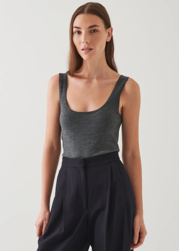 PATRICK ASSARAF Superfine Merino Fitted Tank | Women Knitwear