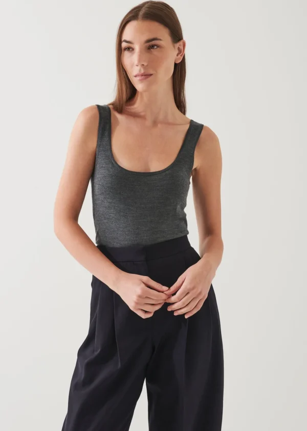 PATRICK ASSARAF Superfine Merino Fitted Tank | Women Knitwear