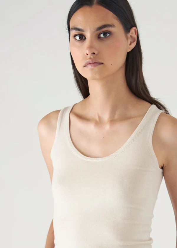 PATRICK ASSARAF Superfine Merino Lyocell Scoop Neck Tank | Women Knitwear