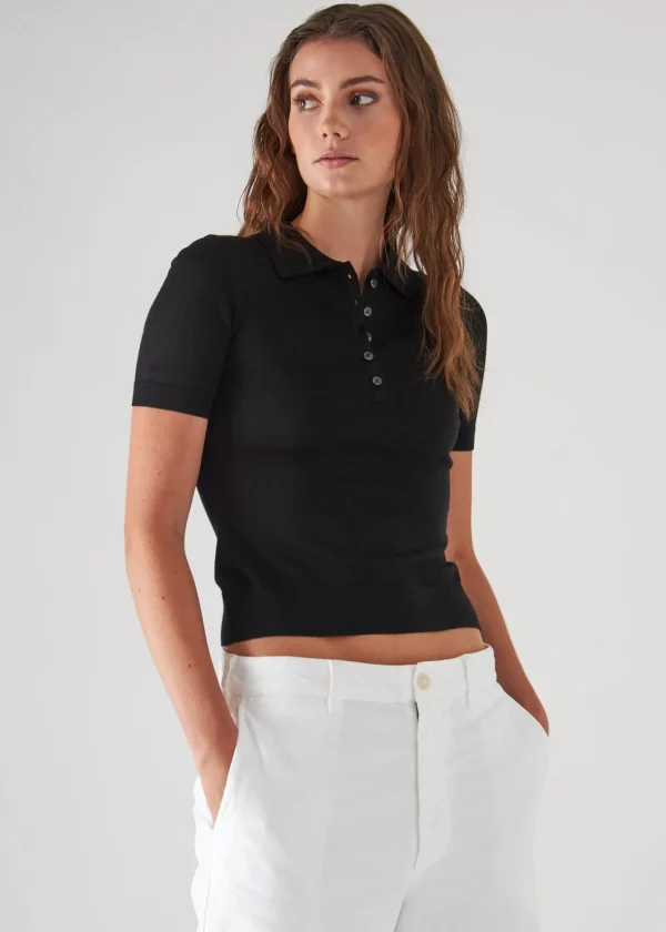 PATRICK ASSARAF Superfine Merino Lyocell Short Sleeve Polo | Women Knitwear