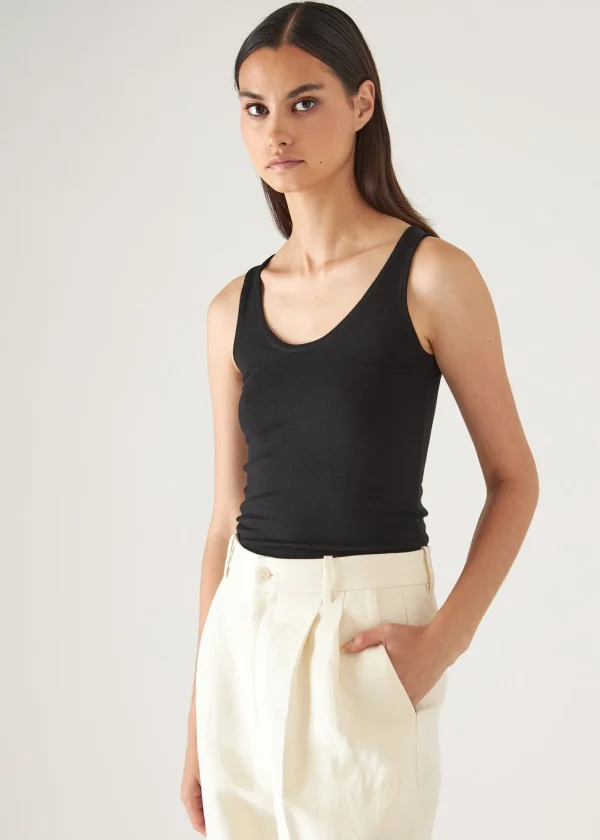 PATRICK ASSARAF Superfine Merino Lyocell Scoop Neck Tank | Women Knitwear