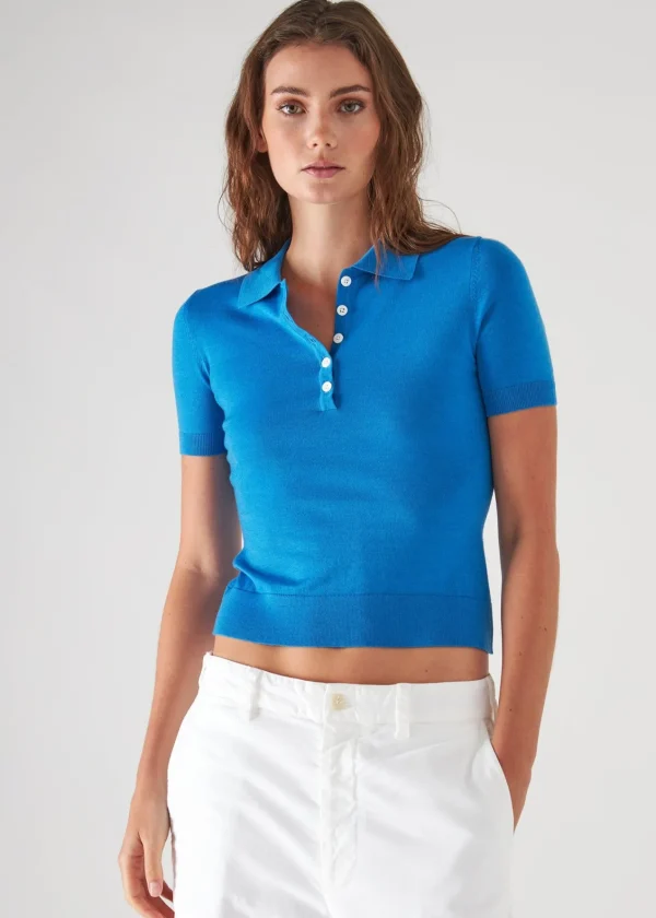 PATRICK ASSARAF Superfine Merino Lyocell Short Sleeve Polo | Women Knitwear