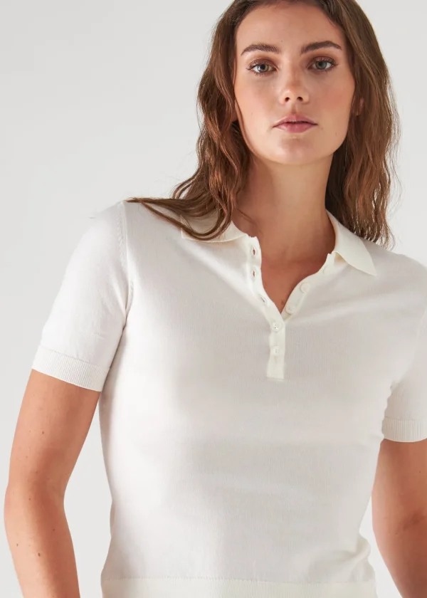 PATRICK ASSARAF Superfine Merino Lyocell Short Sleeve Polo | Women Polos