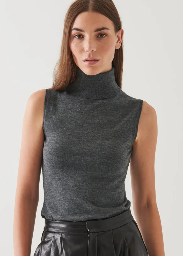 PATRICK ASSARAF Superfine Merino Sleeveless Turtleneck | Women Knitwear