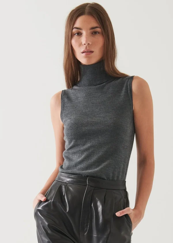 PATRICK ASSARAF Superfine Merino Sleeveless Turtleneck | Women Knitwear