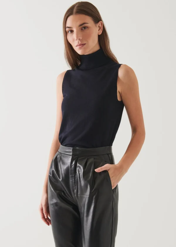 PATRICK ASSARAF Superfine Merino Sleeveless Turtleneck | Women Knitwear