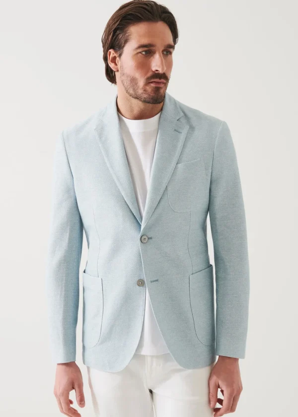 PATRICK ASSARAF Textured Cotton Linen Blend Blazer | Men Blazers