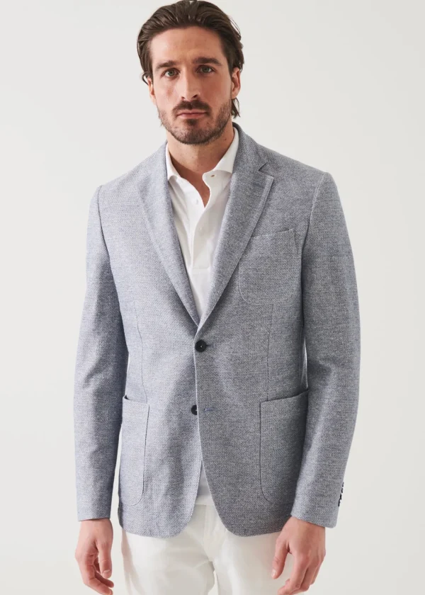 PATRICK ASSARAF Textured Cotton Linen Blend Blazer | Men Blazers