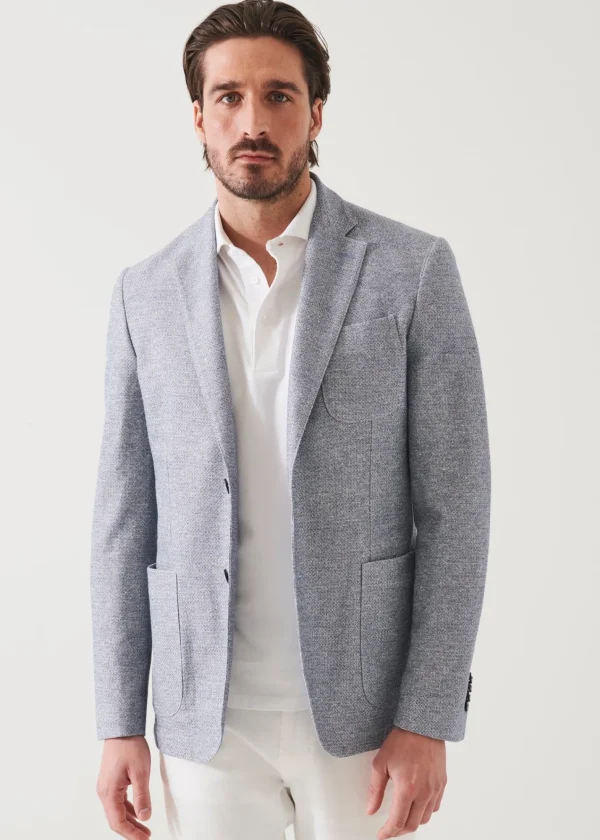 PATRICK ASSARAF Textured Cotton Linen Blend Blazer | Men Blazers