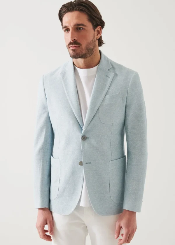 PATRICK ASSARAF Textured Cotton Linen Blend Blazer | Men Blazers