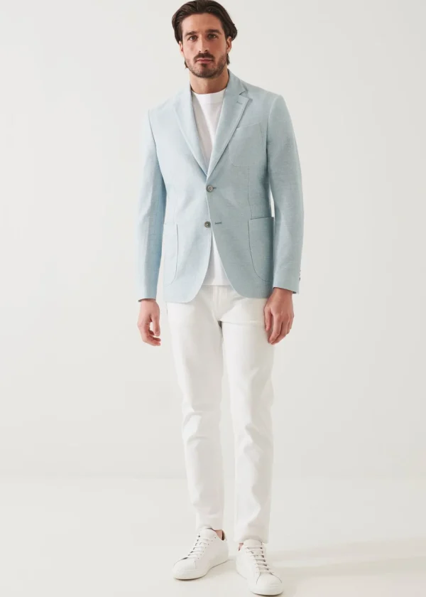 PATRICK ASSARAF Textured Cotton Linen Blend Blazer | Men Blazers