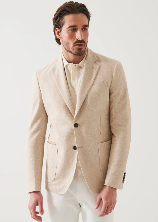 PATRICK ASSARAF Textured Cotton Linen Blend Blazer | Men Blazers