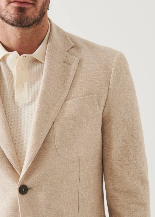 PATRICK ASSARAF Textured Cotton Linen Blend Blazer | Men Blazers