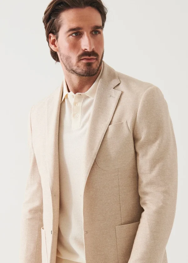 PATRICK ASSARAF Textured Cotton Linen Blend Blazer | Men Blazers